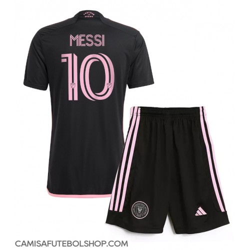 Camisa de time de futebol Inter Miami Lionel Messi #10 Replicas 2º Equipamento Infantil 2024-25 Manga Curta (+ Calças curtas)